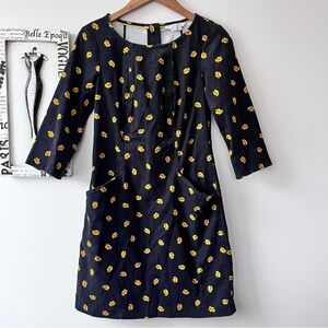 Boden Christina Corduroy Floral Leaf Scandi Girl Dress Petite Office Size 2P